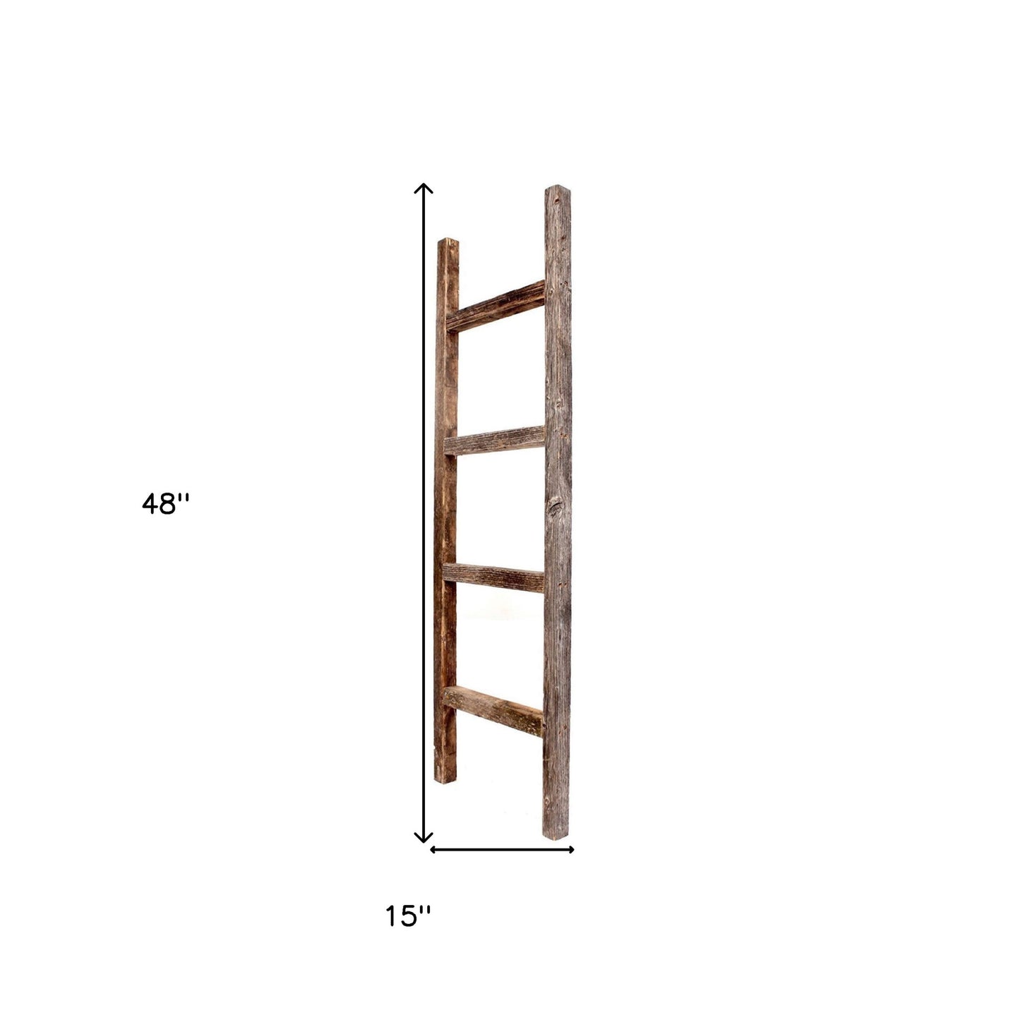 48" Gray Rustic Four Step Wood Ladder Shelf