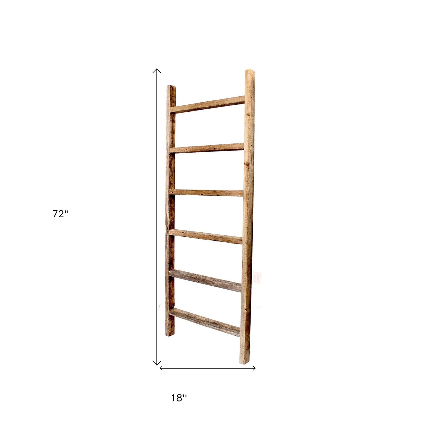 6 Step Rustic Weathered Grey Wood Ladder Shelf