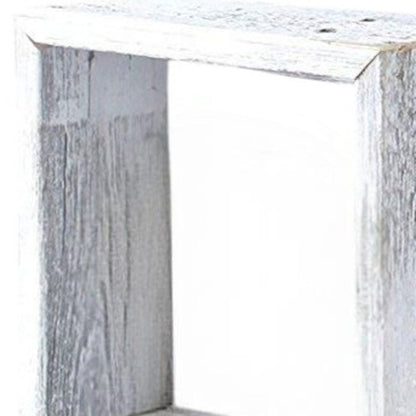 Set Of 3 Square Rustic White Wash Wood Open Box Shelve