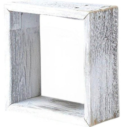 Set Of 3 Square Rustic White Wash Wood Open Box Shelve
