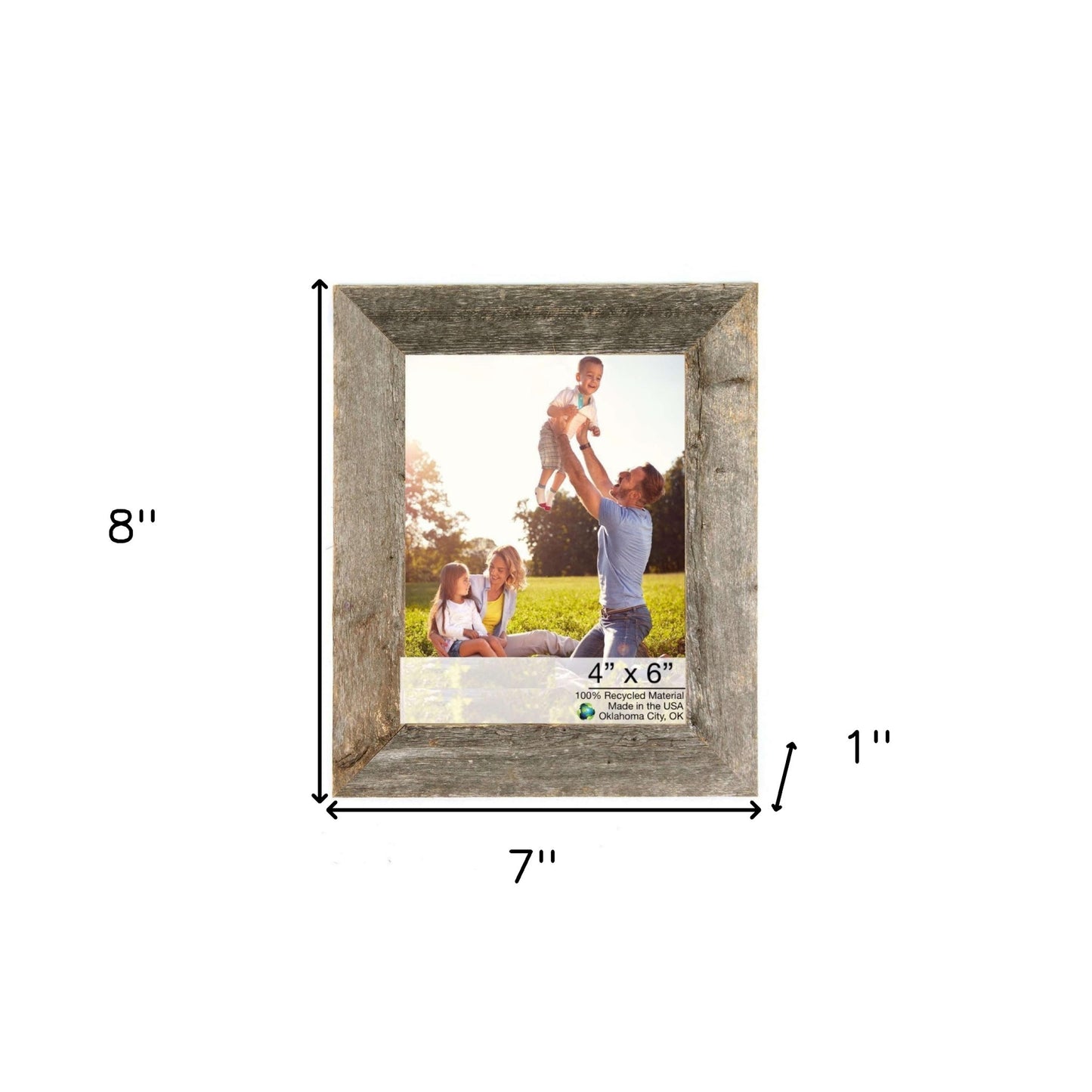 7"X8" Natural Weathered Grey Picture Frame With Easel Backs