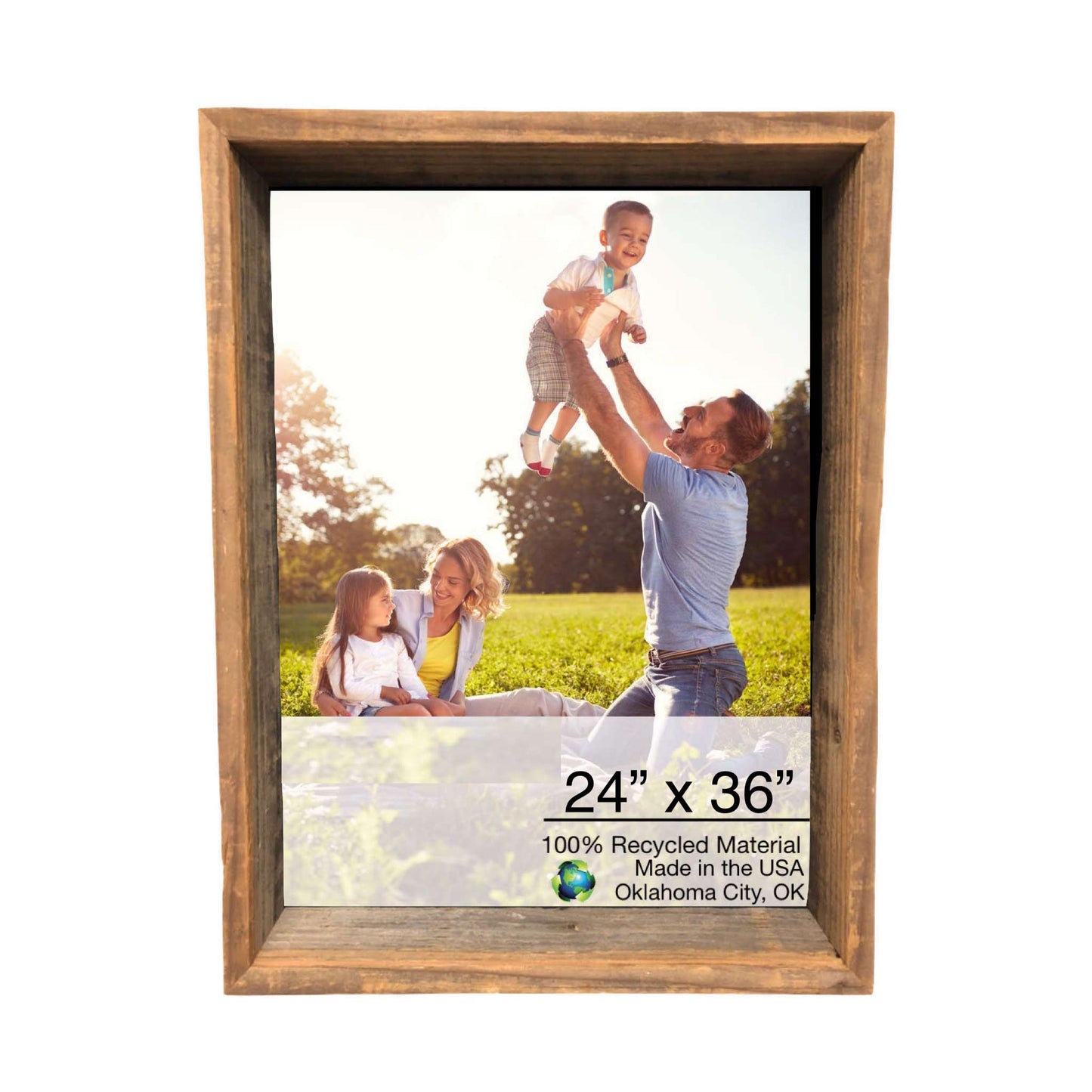24 x 36 Gray Distressed Solid and Manufactured Wood Hanging or Tabletop Picture Frame