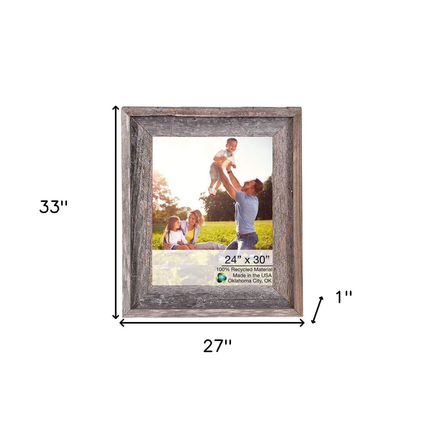 24 X 30 Natural Weathered Grey Picture Frame With Plexiglass Holder