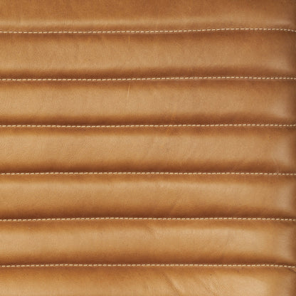 37" Tan and Black Faux Leather Tufted Lounge Chair