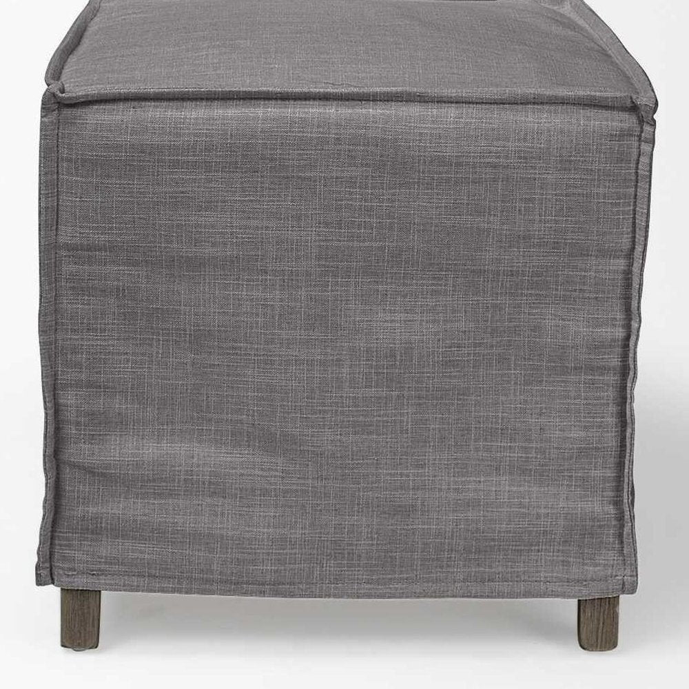 Set Of Two Gray And Brown Slipcovered Wood Parsons Chairs