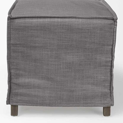 Set Of Two Gray And Brown Slipcovered Wood Parsons Chairs
