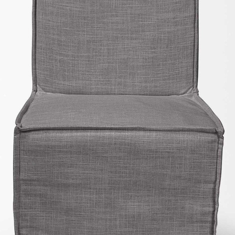 Set Of Two Gray And Brown Slipcovered Wood Parsons Chairs