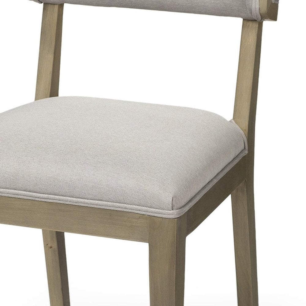 Set Of Two Light Gray And Brown Upholstered Fabric Open Back Side Chairs