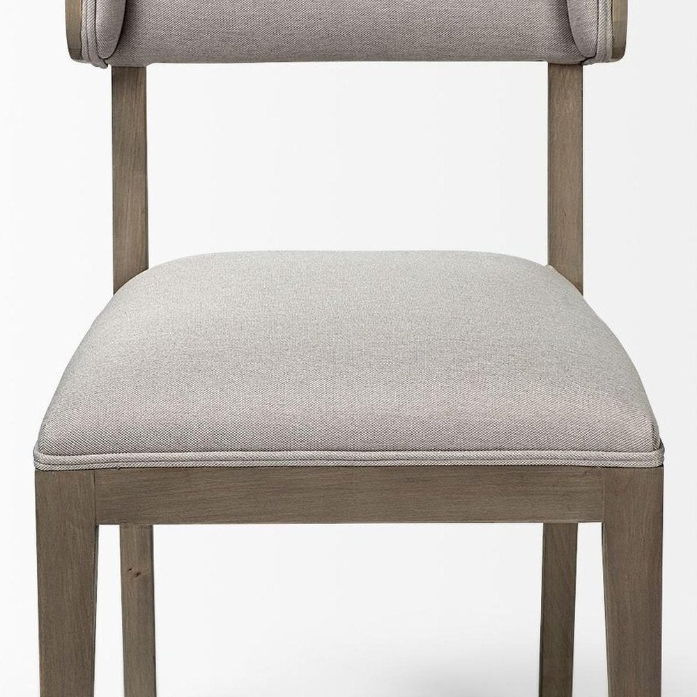 Set Of Two Brown And Light Gray Upholstered Fabric Open Back Side Chairs