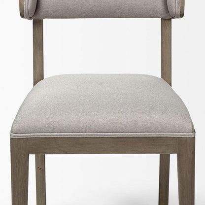 Set Of Two Brown And Light Gray Upholstered Fabric Open Back Side Chairs