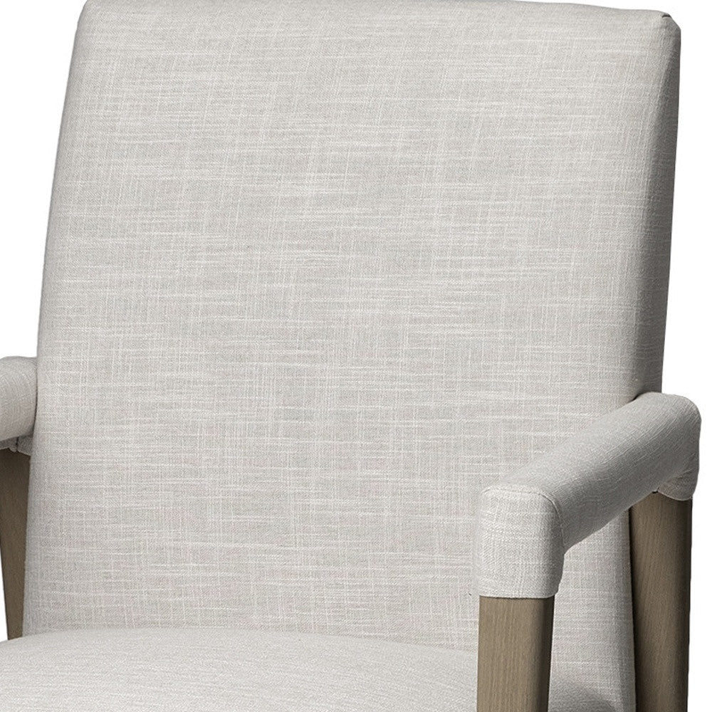 Cream And Brown Upholstered Fabric King Louis Back Dining Arm Chair