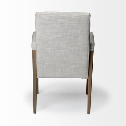 Cream and Brown Upholstered Fabric King Louis Back Dining Arm Chair