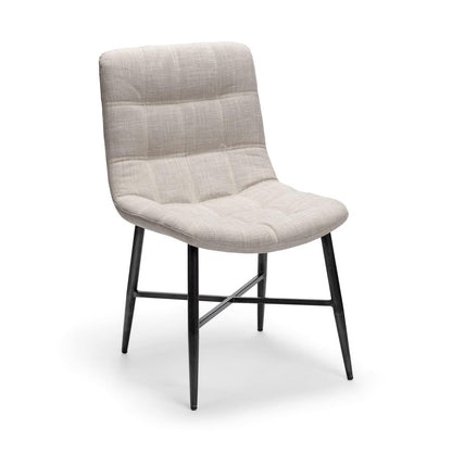 Set Of Two White And Black Upholstered Fabric Open Back Side Chairs