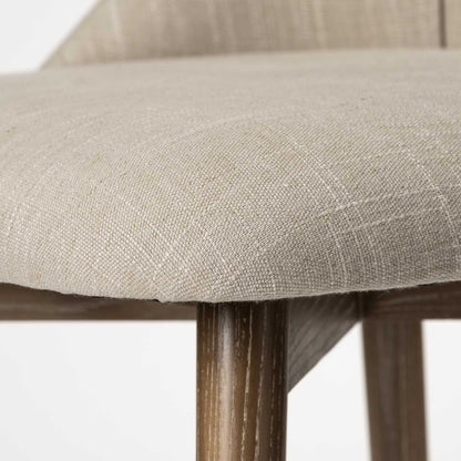 Set Of Two Cream And Brown Upholstered Fabric Side Chairs