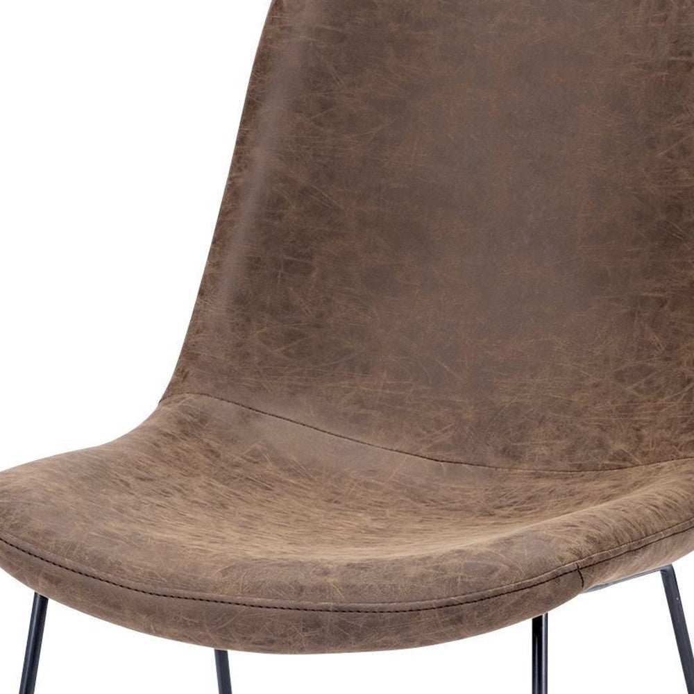 Brown And Black Upholstered Faux Leather Dining Side Chair