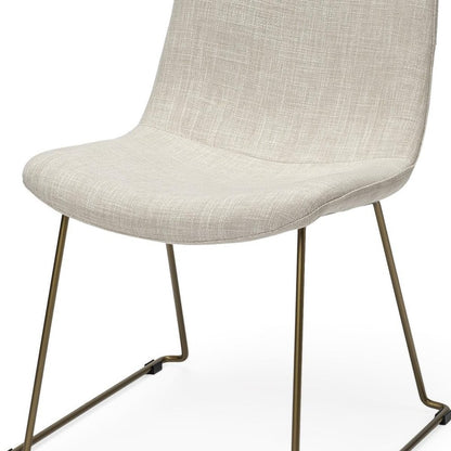 Set Of Two Cream And Gold Upholstered Fabric Side Chairs