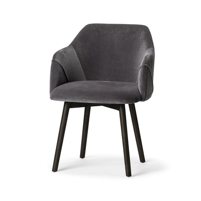 Gray and Black Upholstered Fabric Dining Arm Chair