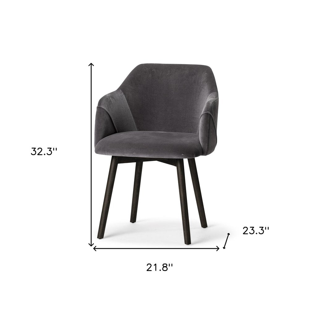 Gray and Black Upholstered Fabric Dining Arm Chair
