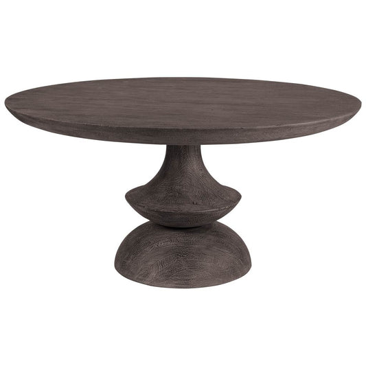 60" Gray Rounded Solid Wood Pedestal Base Dining Table