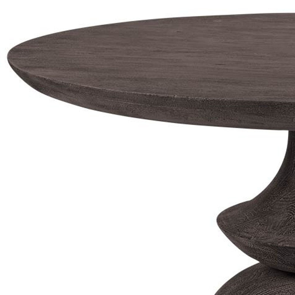 60" Round Charcoal Gray Solid Wood Table Top And Base Dining Table