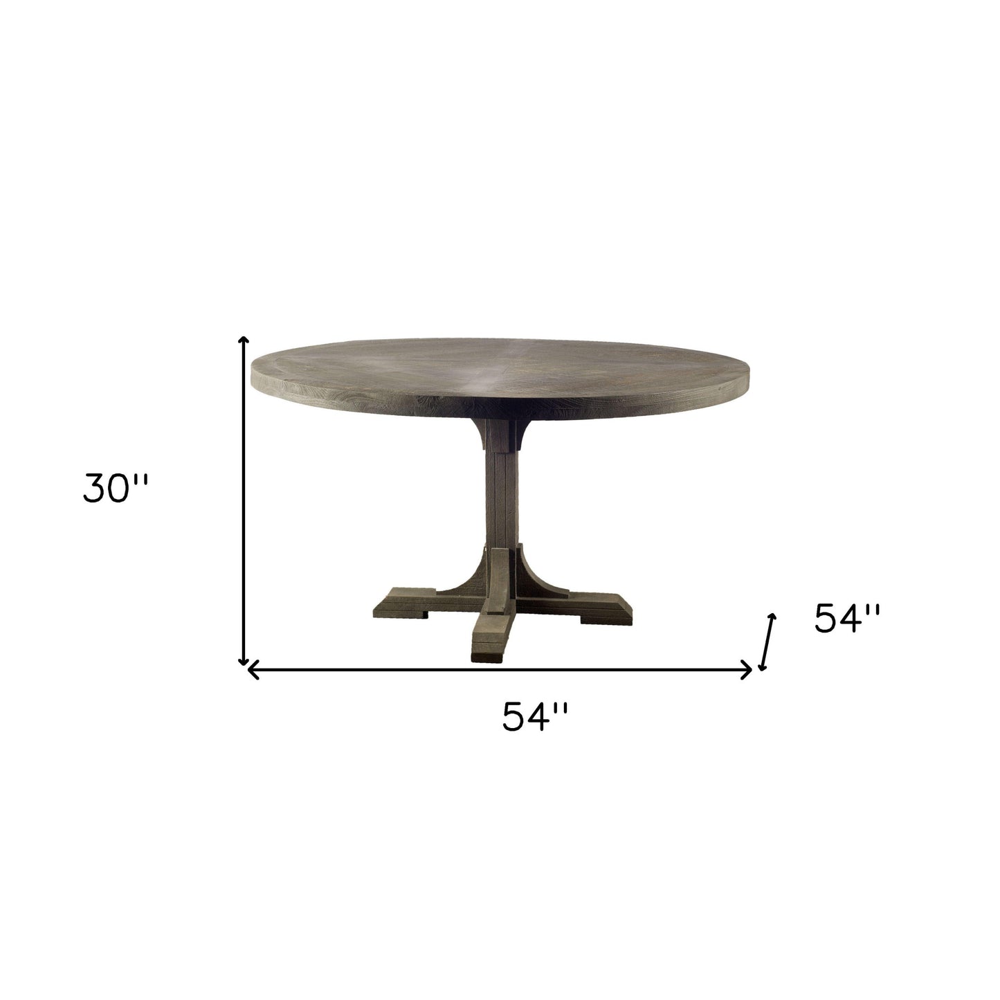 54" Circular Solid Wood Top With Pedestal Style Base Dining Table