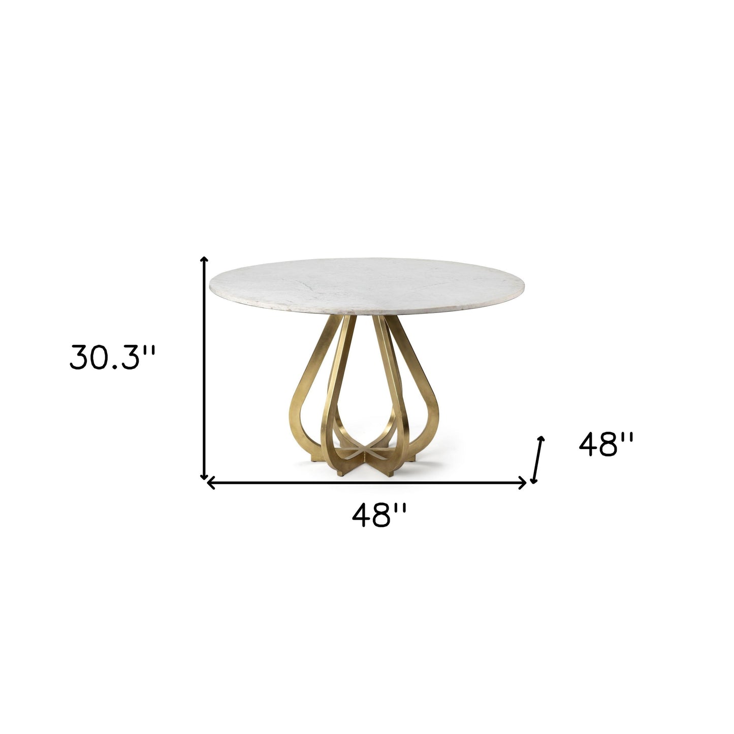 48" Marble Top With Gold Metal Base Dining Table
