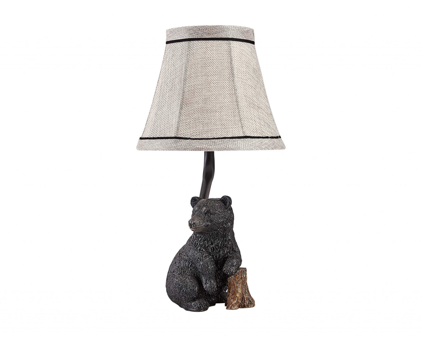 12" Black Animals Table Lamp With Tan Bell Shade