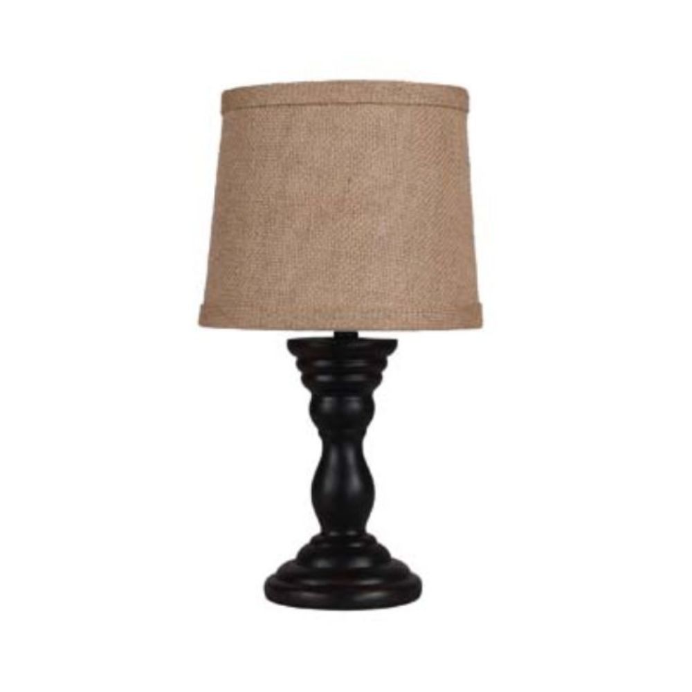 12" Black Table Lamp With Tan Empire Shade