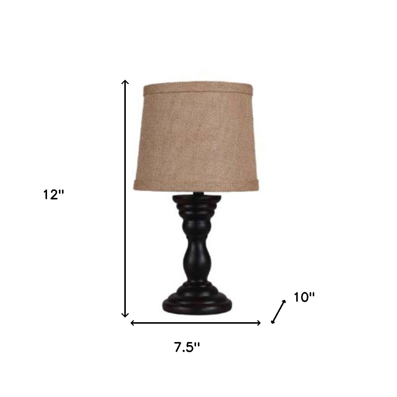 12" Black Table Lamp With Tan Empire Shade