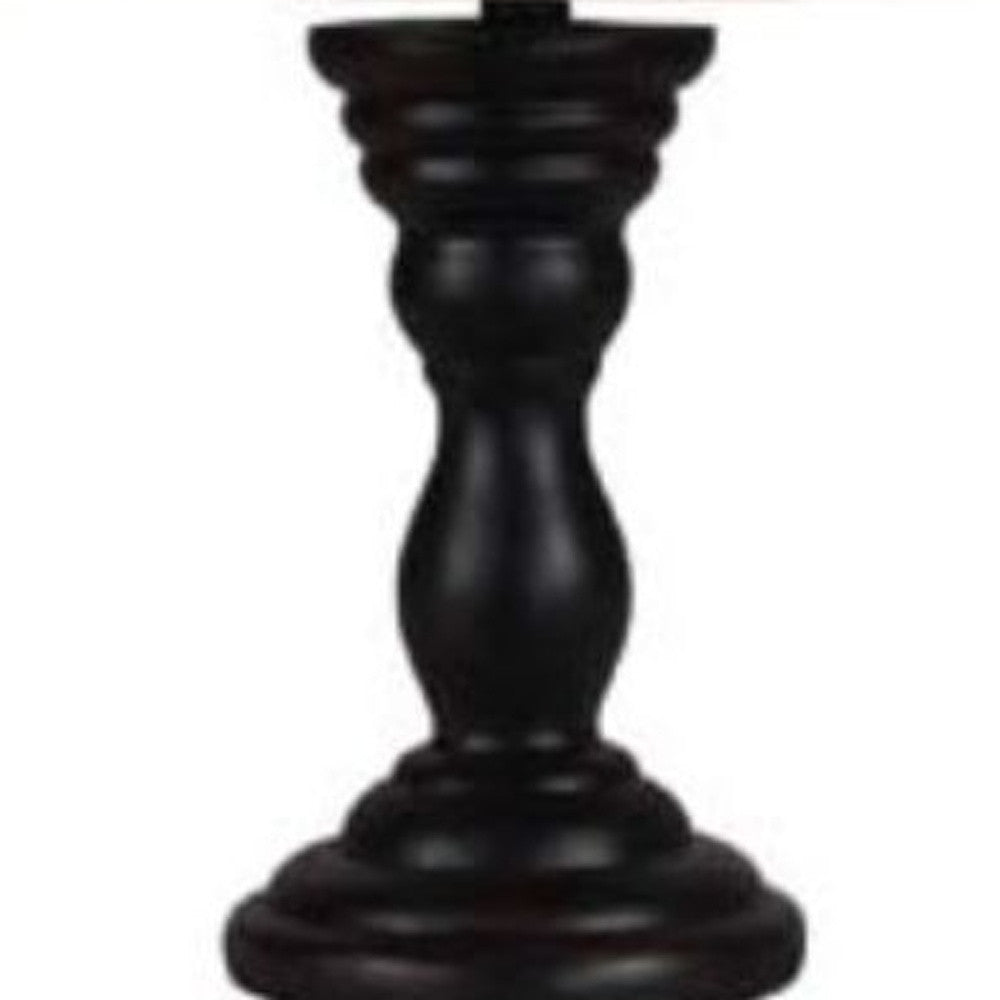 12" Black Table Lamp With Tan Empire Shade