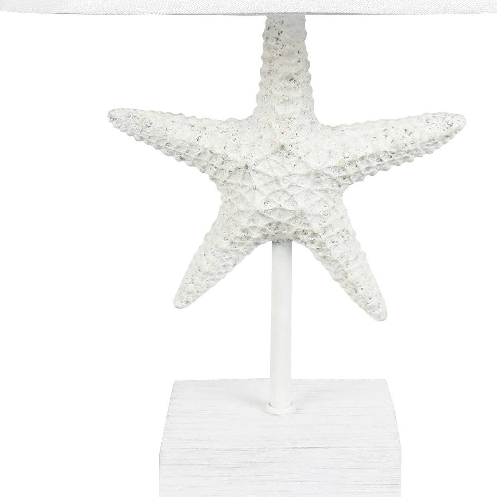 13" White Starfish Accent Lamp With White Bell Shade