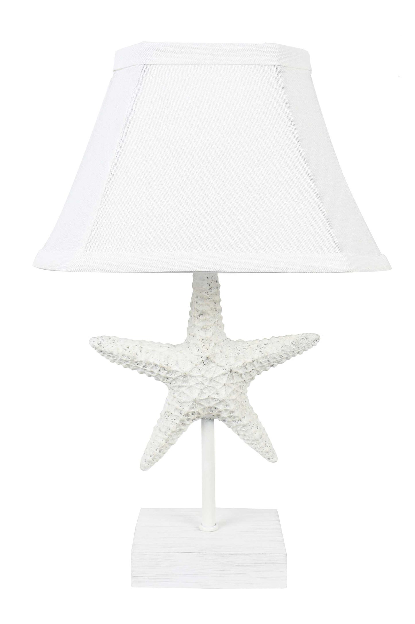 13" White Starfish Accent Lamp With White Bell Shade