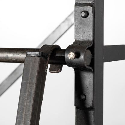 94" Black And Brown Distressed Copper and Wood Four Tier Library Bookcase with Four Drawers