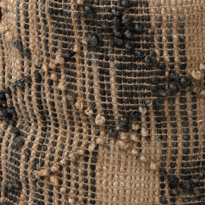 20" Jute Cylinder Geometric Pouf Ottoman