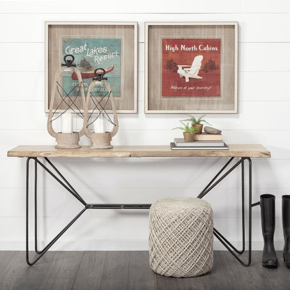 16" Ivory Upholstery Cylinder Abstract Pouf Ottoman