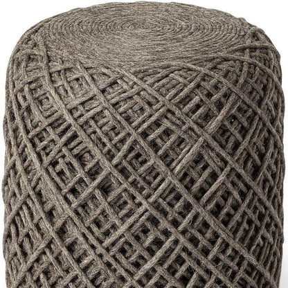 16" Brown Upholstery Cylinder Abstract Pouf Ottoman