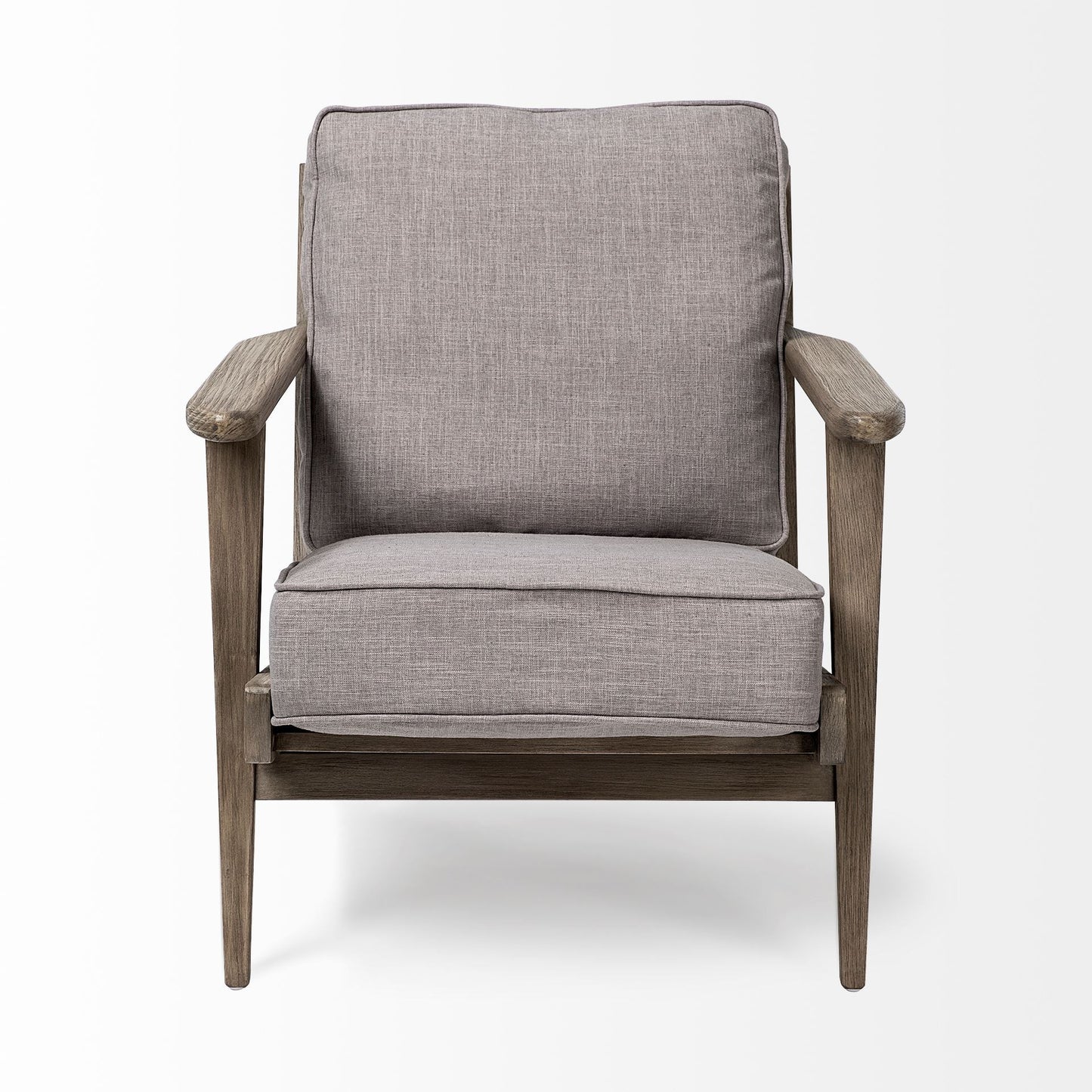 31" Gray And Brown Fabric Arm Chair