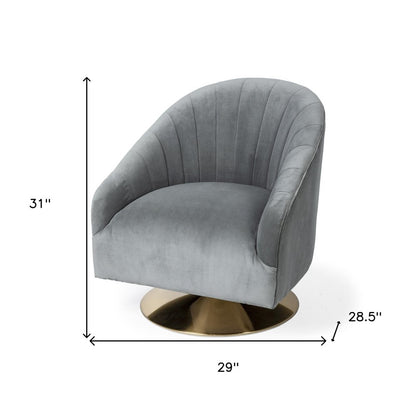 29" Gray and Copper Velvet Lounge Chair