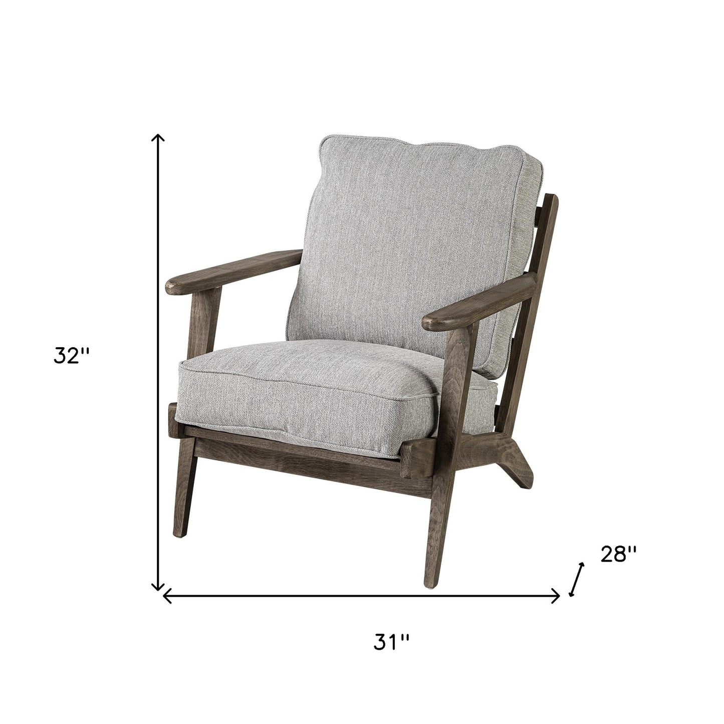 31" Light Gray And Brown Fabric Lounge Chair