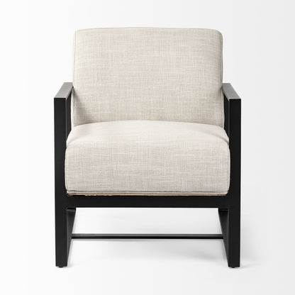 32" Cream and Black Fabric Arm Chair