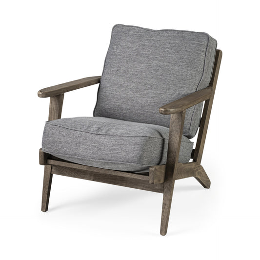 31" Gray And Brown Fabric Arm Chair