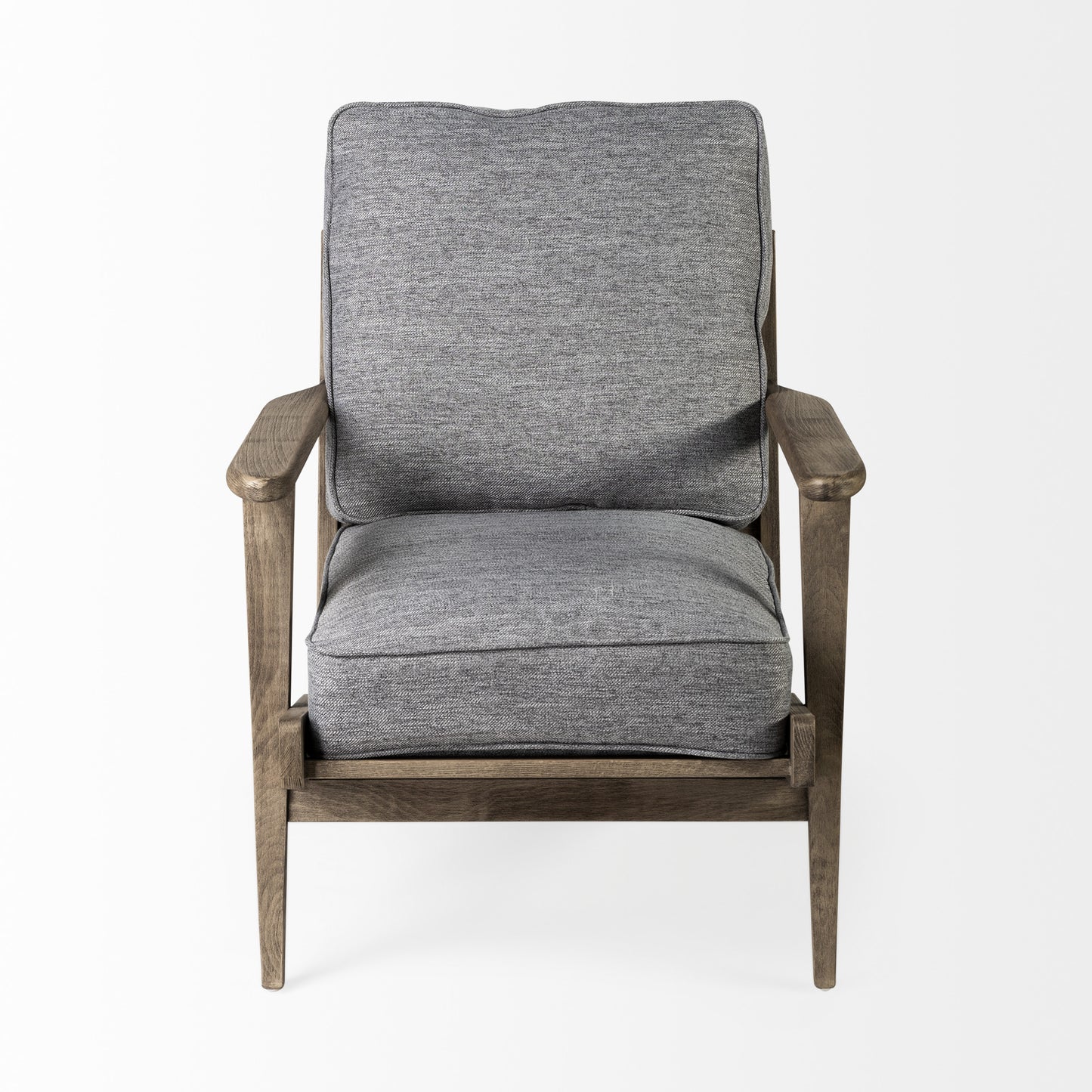 31" Gray And Brown Fabric Lounge Chair