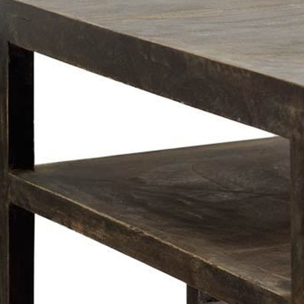 22" Natural Brown Solid Wood Square End Table