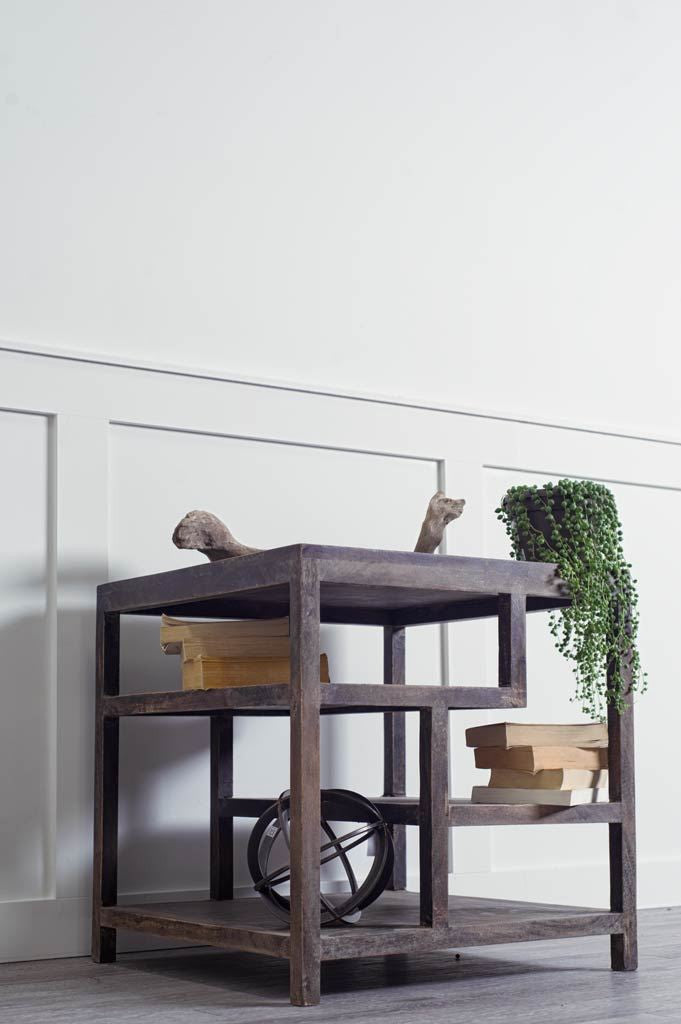 22" Brown Solid Wood Square End Table