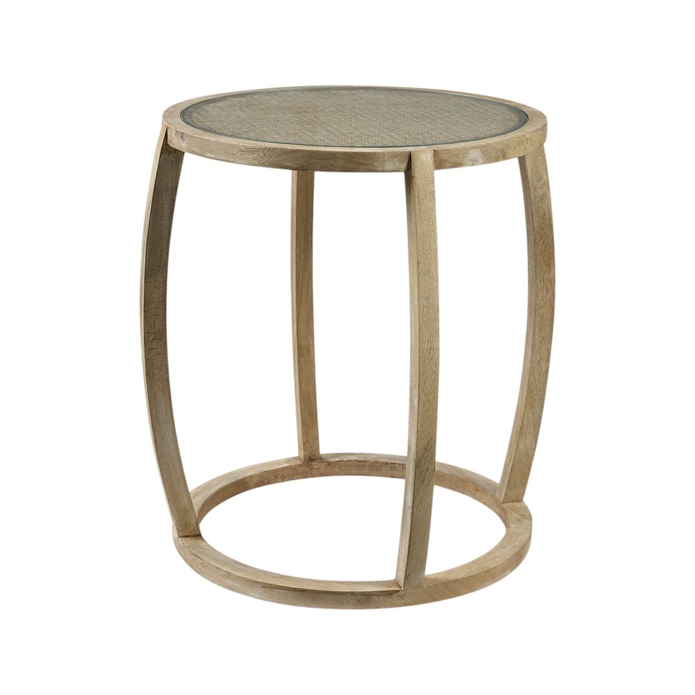 26" Brown And Clear Glass Round End Table