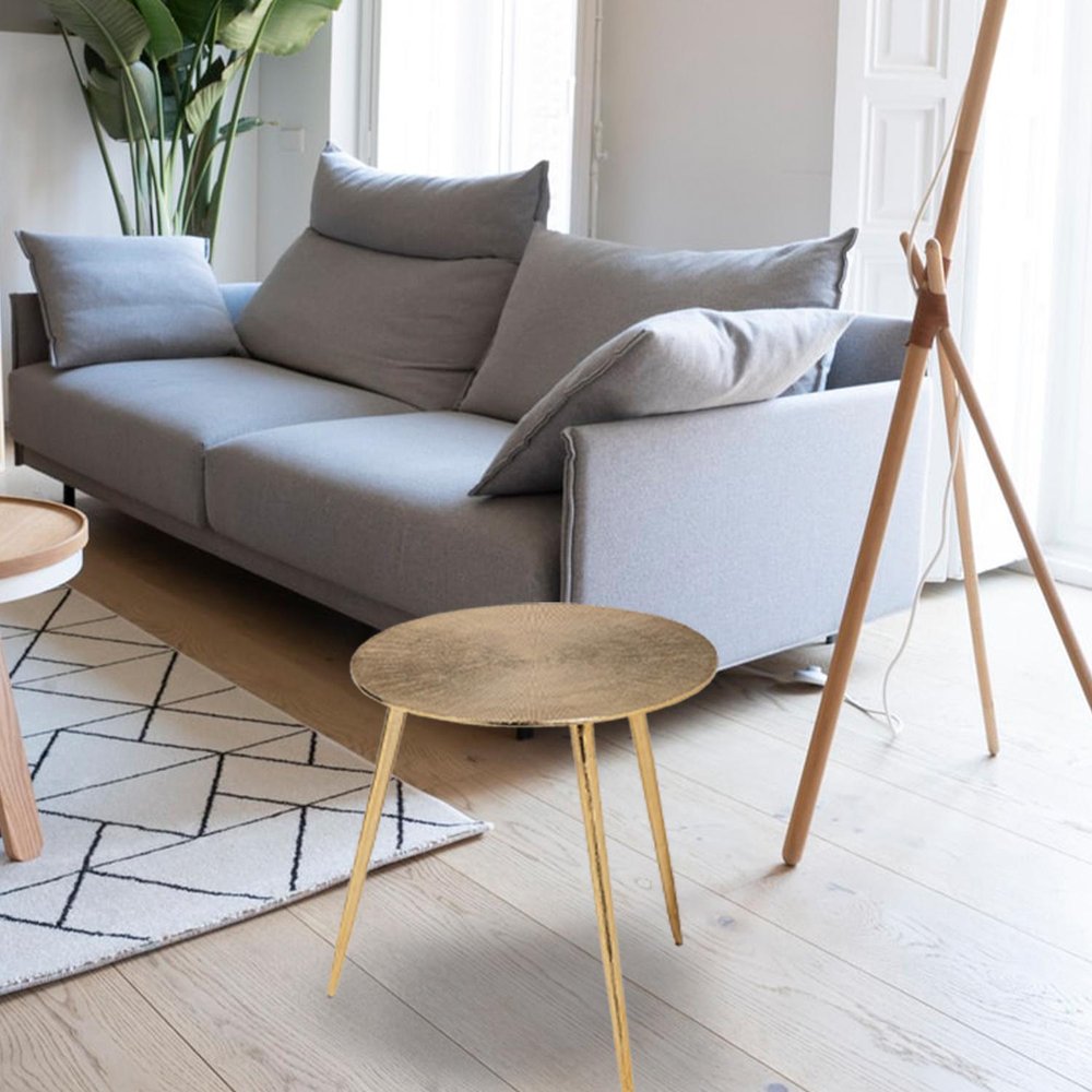 21" Gold Aluminum Round End Table