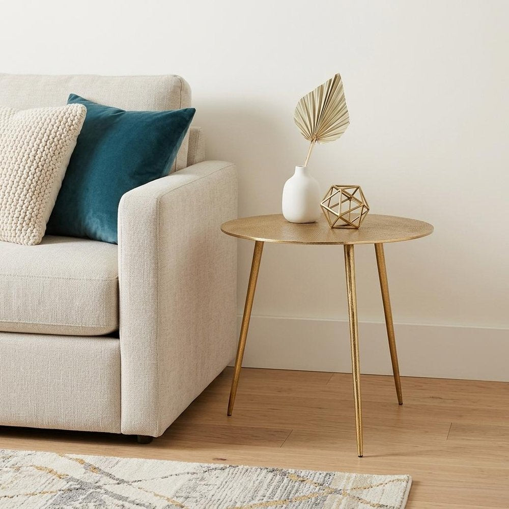 21" Gold Metal Round End Table