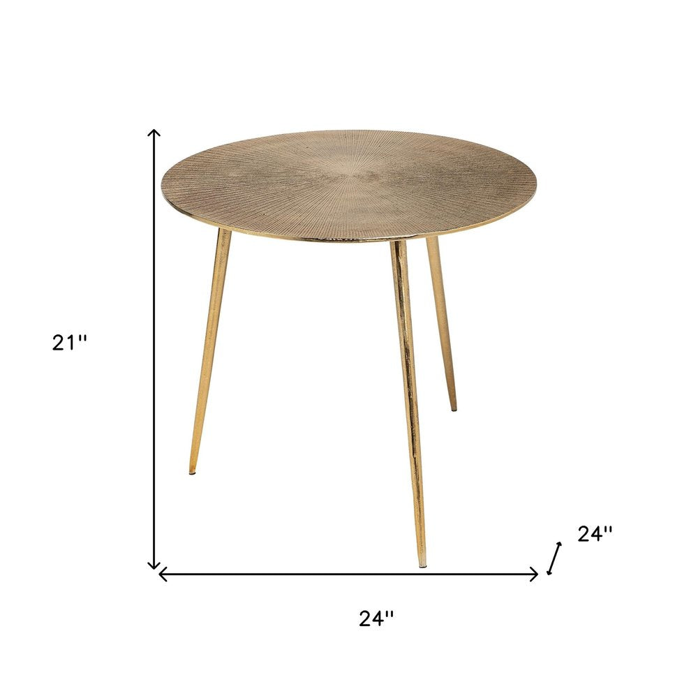 21" Gold Aluminum Round End Table
