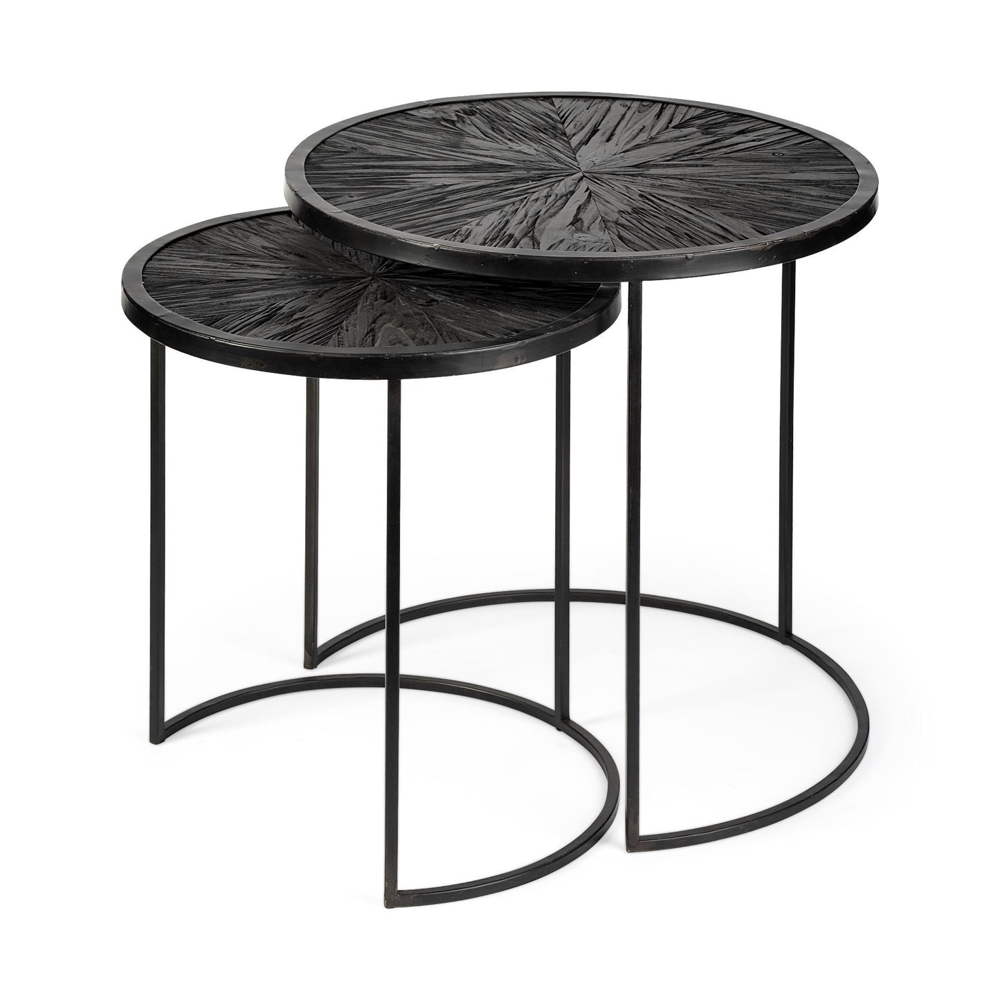 Set of Two 20" Black Round End Table