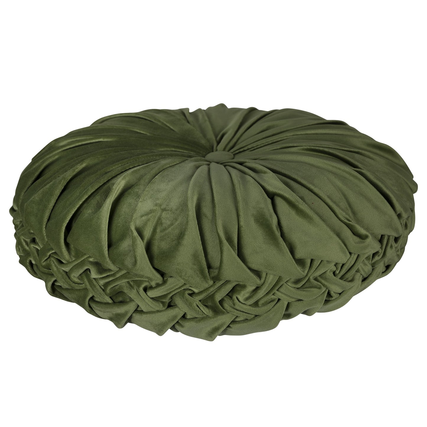 15" X 15" Green Round Velvet Throw Pillow